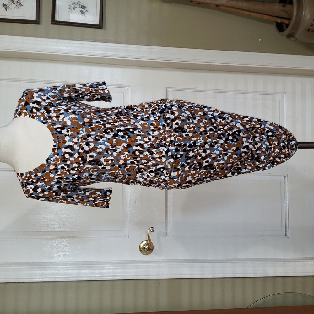 Motherhood Maternity Abstract Print Rouched Side Midi Dress, Size Small